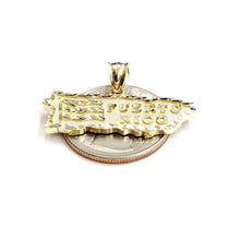 Load image into Gallery viewer, New 10k yellow gold Puerto Rico outline map pendant charm gift fine jewelry 2.6g