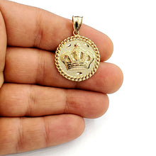 Load image into Gallery viewer, New 10k yellow gold round crown pendant charm fine jewelry gift diamond cut 4.2g