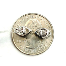 Load image into Gallery viewer, New 14k white Gold 0.12Ct Diamond 0.14ct turquoise eye stud Earrings Push Back