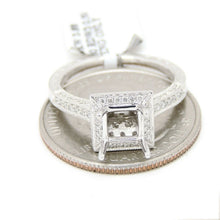 Load image into Gallery viewer, 0.50Ct Natural Diamond 14k White Gold Semi Mount halo Ring square center sz 6.5