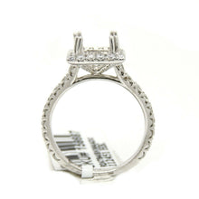 Load image into Gallery viewer, 1.14Ct Natural Diamond 14k White Gold Semi Mount halo Ring square center sz 6.5