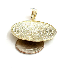Load image into Gallery viewer, 10k yellow Gold solid Aztec Mayan sun calendar Azteca pendant gift 1.65" 12.8g