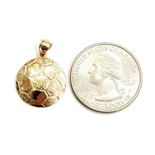 Load image into Gallery viewer, New 14k yellow Gold Soccer ball Pendant charm sport game fine jewelry gift 1.7g