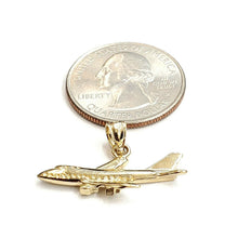 Load image into Gallery viewer, New 14k yellow Gold solid Airplane Aviation pendant charm gift fine jewelry 1.8g