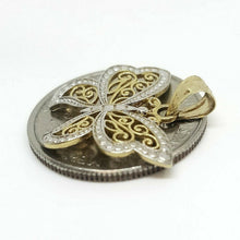 Load image into Gallery viewer, 14k two tone solid Gold butterfly full body Pendant charm fine gift jewelry 1.9g