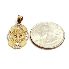 Load image into Gallery viewer, 14k solid 3 color gold cross Pendant charm fine gift religious jewelry unisex 2g
