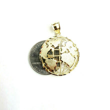 Load image into Gallery viewer, New 10k yellow gold round globe planet earth world map pendant jewelry 1.08" 3g