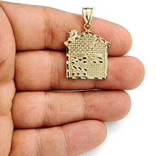 Load image into Gallery viewer, New 10k yellow gold trap house pendant charm diamond cut gift fine jewelry 3.1g