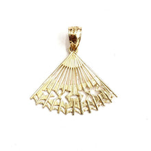Load image into Gallery viewer, New 14k Yellow Gold Hand Held Fan hand fan Pendant charm gift fine jewelry 1.2g
