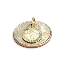 Load image into Gallery viewer, 14k solid yellow Gold round saint Christopher Pendant religious gift 0.48" 1.5g