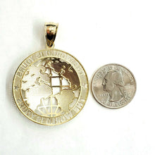 Load image into Gallery viewer, 10k yellow gold round globe planet earth world map pendant fine gift 1.58" 7.2g