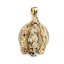 Load image into Gallery viewer, 14k 3 color gold virgin Mary Guadalupe pendant charm gift religious jewelry 4.4g