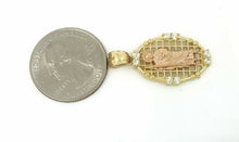 Load image into Gallery viewer, New 14k Gold two tone oval saint Jude juda Pendant charm cubic zirconia 2.9g