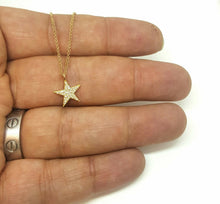 Load image into Gallery viewer, 14k yellow Gold 0.09Ct Diamond star necklace gift for her 18" adjustable chain