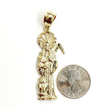 Load image into Gallery viewer, 10k yellow gold Santa Muerte holy death Pendant fine gift jewelry unisex 5.4g