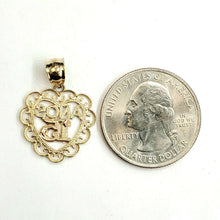 Load image into Gallery viewer, New 14k tri color Gold heart 15 años 15 years Pendant charm fine jewelry 1.3g