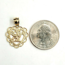 Load image into Gallery viewer, New 14k tri color Gold heart 15 años 15 years Pendant charm fine jewelry 1.3g