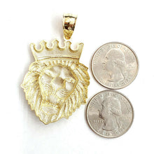 Load image into Gallery viewer, 10k yellow Gold lion head face crown Leo zodiac Pendant charm fine jewelry 7.7g