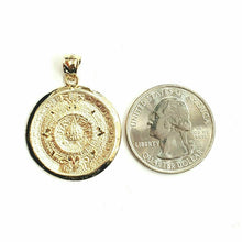 Load image into Gallery viewer, 14k yellow solid Gold Aztec Mayan sun calendar Azteca pendant jewelry 1.02" 3.8g