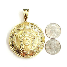 Load image into Gallery viewer, 10k yellow gold hollow two sided Jesus & virgin Guadalupe pendant 2.18" 27g