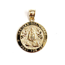Load image into Gallery viewer, 10k yellow gold round virgin Caridad del Cobre pendant fine jewelry 0.86" 2.5g