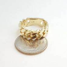 Load image into Gallery viewer, 14K solid Yellow Gold Cuban link Ring Band fine gift jewelry 9.3g 7.6MM size 9.5