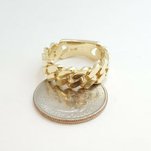 Load image into Gallery viewer, 14K solid Yellow Gold Cuban link Ring Band fine gift jewelry 9.3g 7.6MM size 9.5