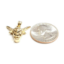 Load image into Gallery viewer, New 14k yellow Gold taurus bull head zodiac Pendant charm fine gift jewelry 3.7g