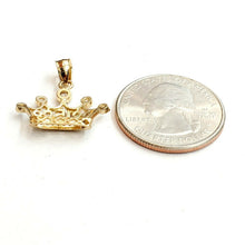 Load image into Gallery viewer, 14k yellow gold 15 años 15 years crown pendant cubic zirconia jewelry 1.8g