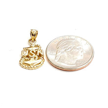 Load image into Gallery viewer, 14k yellow Gold USN Pendant United States Navy military anchor fine jewelry 2.5g