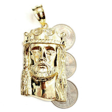Load image into Gallery viewer, 10k yellow gold Jesus face crown head pendant charm fine religious jewelry 19.8g