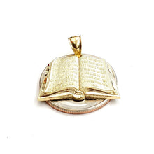 Load image into Gallery viewer, 10k yellow gold lord's prayer book our father bible verse pendant jewelry 2.3g