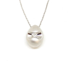 Load image into Gallery viewer, 14k White Gold 0.10Ct Round Diamonds 3D necklace gift jewelry for her 18" chain