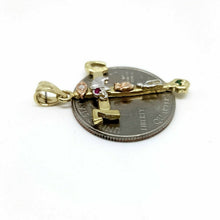 Load image into Gallery viewer, New 14k gold multi color cross good luck pendant religious gift jewelry 2.8g