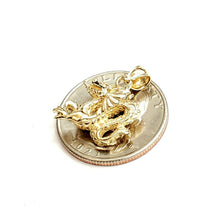 Load image into Gallery viewer, 14k yellow Gold 3D winged dragon Pendant charm solid gift fine jewelry 4.2g