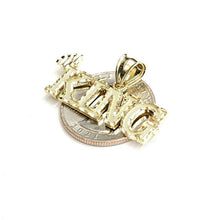 Load image into Gallery viewer, New 10k yellow Gold KING Crown word Pendant charm diamond cut fine jewelry 2.9g