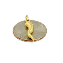 Load image into Gallery viewer, New 14k yellow gold 3D hollow horn lucky pendant charm fine gift jewelry 0.9g