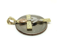 Load image into Gallery viewer, New 14k 3 color gold cross rose pendant charm fine gift religious jewelry 2g