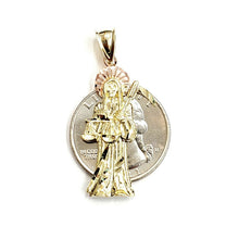 Load image into Gallery viewer, 10k yellow and rose gold Santa muerte holy death Pendant fine gift jewelry 2.4g