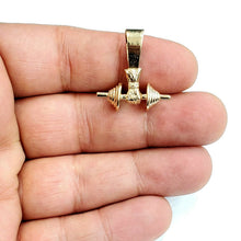 Load image into Gallery viewer, 14k Yellow Gold 3D Dumbbell hand weight lifter Pendant charm fine jewelry 5.5g