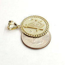 Load image into Gallery viewer, New 10k yellow solid Gold freemason Masonic Pendant religious jewelry 0.97" 4g