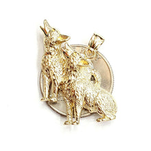 Load image into Gallery viewer, 14k yellow Gold howling wolf pack body animal Pendant charm fine jewelry 6.7g