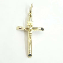 Load image into Gallery viewer, New 10k yellow gold hollow cross Jesus pendant charm fine jewelry religious 1.5g