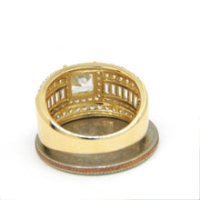 Load image into Gallery viewer, 14k yellow Gold woman wide engagement ring princess cut cubic zirconia size 7