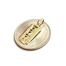 Load image into Gallery viewer, 14k yellow gold tiny razor blade pendant charm Fine Jewelry Gifts unisex 0.7g