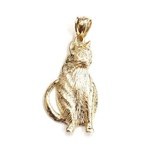 Load image into Gallery viewer, New 14k solid yellow Gold cat full body Pendant charm fine jewelry gift pet 2.3g