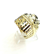 Load image into Gallery viewer, 10k yellow gold native American Indian chief head mens Ring diamond cut Size 9.5