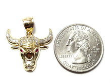 Load image into Gallery viewer, 10k yellow Gold Taurus bull zodiac Pendant charm zirconia fine gift jewelry 3g