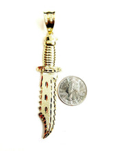 Load image into Gallery viewer, New 10k yellow Gold dagger knife Pendant charm fine gift jewelry for men 8.4g