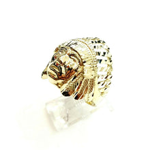 Load image into Gallery viewer, 10k yellow gold native American Indian chief head mens Ring diamond cut Size 9.5